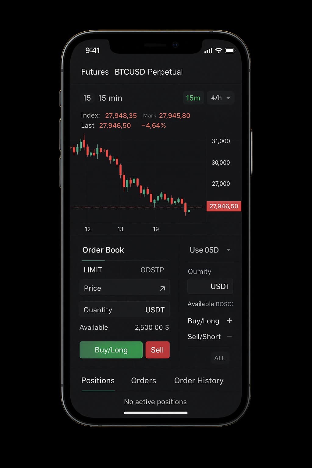 Crypto futures trading on mobile device